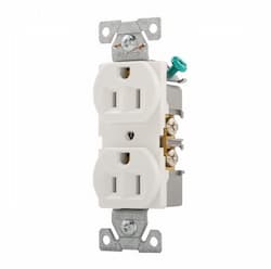 Eaton Wiring 15 Amp Duplex Receptacle, Flush Mount, White