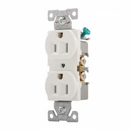 Eaton Wiring 15 Amp Duplex Receptacle, Flush Mount, White