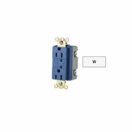 20 Amp Duplex Receptacle w/ LED Indicator, 2-Pole, 3-Wire, 125V, White