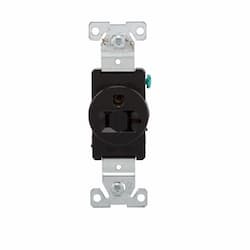 20 Amp Single Straight Blade Receptacle, Industrial Grade, Black