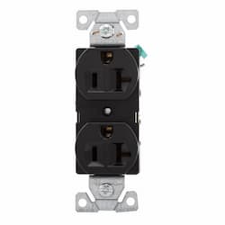 20 Amp Duplex Receptacle Outlet, 2-Pole, 3-Wire, 125V, Black