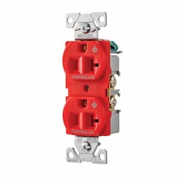 Eaton Wiring 20 Amp Dual Controlled Duplex Receptacle, 2-Pole, #14-10 AWG, 125V, Red