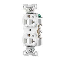 20 Amp Dual Controlled Duplex Receptacle, 2-Pole, #14-10 AWG, 125V, White