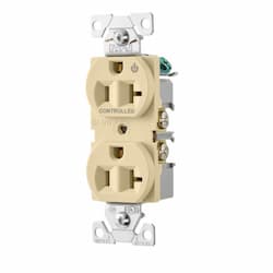 20 Amp Half Controlled Duplex Receptacle, 2-Pole, #14-10 AWG, 125V, Light Almond