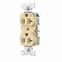 Eaton Wiring 20 Amp Half Controlled Duplex Receptacle, 2-Pole, #14-10 AWG, 125V, Light Almond