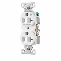 20 Amp Half Controlled Duplex Receptacle, 2-Pole, #14-10 AWG, 125V, White