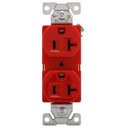 20 Amp Duplex Receptacle Outlet, 2-Pole, 3-Wire, 125V, Red