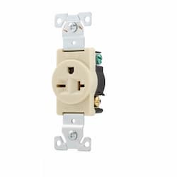 20 Amp NEMA 6-20R 250V Premium Single Receptacle, Ivory