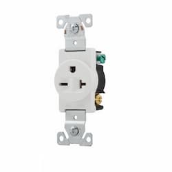 20 Amp NEMA 6-20R 250V Premium Single Receptacle, White