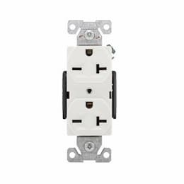 20 Amp Heavy Duty Duplex Receptacle, #14-10 AWG, 6-20R, 250V, White