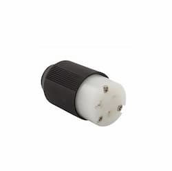 20 Amp Cord Grip Connector, NEMA 6-20R, Black