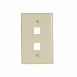 1-Gang 2-Port Flush Mount Modular Wall Plate, Mid-Size, Ivory