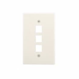 1-Gang 3-Port Flush Mount Modular Wall Plate, Mid-Size, Light Almond