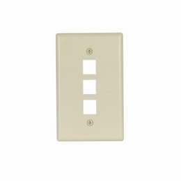 Eaton Wiring 1-Gang 3-Port Flush Mount Modular Wall Plate, Mid-Size, Ivory