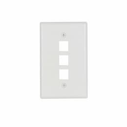 Eaton Wiring 1-Gang 3-Port Flush Mount Modular Wall Plate, Mid-Size, White