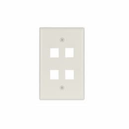 1-Gang 4-Port Flush Mount Modular Wall Plate, Mid-Size, Light Almond