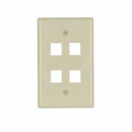 1-Gang 4-Port Flush Mount Modular Wall Plate, Mid-Size, Ivory