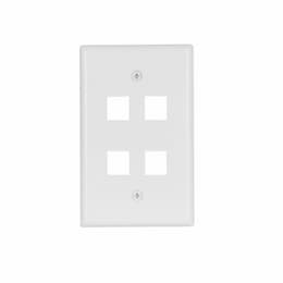 1-Gang 4-Port Flush Mount Modular Wall Plate, Mid-Size, White