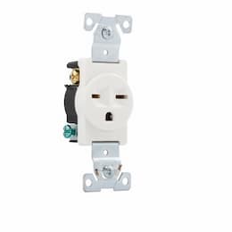 15 Amp NEMA 6-15R 250V Premium Single Receptacle, White