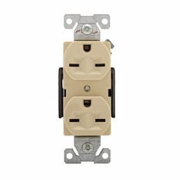 15 Amp Heavy Duty Duplex Receptacle, #14-10 AWG, 6-15R, 250V, Ivory