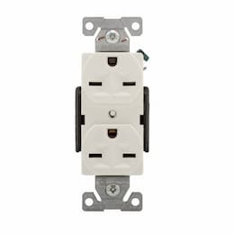 15 Amp Heavy Duty Duplex Receptacle, #14-10 AWG, 6-15R, 250V, White