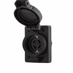 20 Amp NEMA 6-20R 125V Watertight Single Receptacle, Black