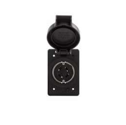 20 Amp Single Receptacle, Watertight, NEMA 6-20R, Black