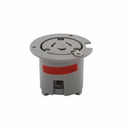 14 Amp Locking Flanged Outlet, 2-Pole, 125V-480V, Gray