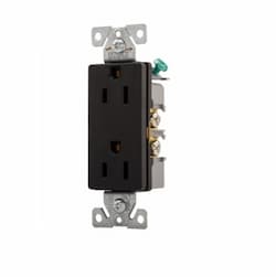 15 Amp Decora Duplex Receptacle, Back & Side Wired, Black