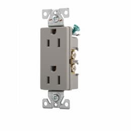 Eaton Wiring 15 Amp Flush Mount Duplex Decorator Receptacle, Gray