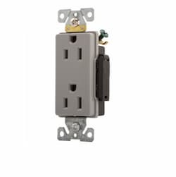 15 Amp Industrial Grade Premium Decorator Duplex Receptacle, Gray