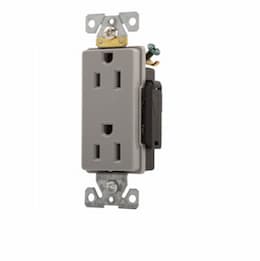 Eaton Wiring 15 Amp Industrial Grade Premium Decorator Duplex Receptacle, Gray