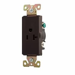 20 Amp Decora Single Receptacle, Commercial Grade, Brown