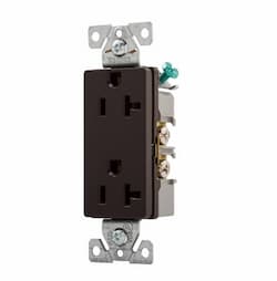 20 Amp Decora Duplex Receptacle, Commercial Grade, Brown