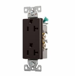 20 Amp Decora Duplex Receptacle, Commercial Grade, Brown