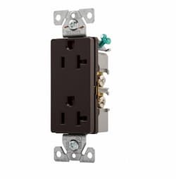 20 Amp Decora Duplex Receptacle, Commercial Grade, Black