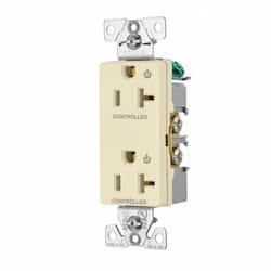 Eaton Wiring 20 Amp Dual Controlled Decorator Receptacle, 2-Pole, #14-10 AWG, 125V, Almond