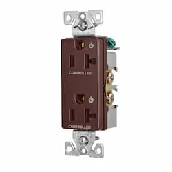 Eaton Wiring 20 Amp Dual Controlled Decorator Receptacle, 2-Pole, #14-10 AWG, 125V, Brown