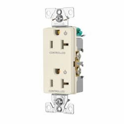 Eaton Wiring 20 Amp Dual Controlled Decorator Receptacle, 2-Pole, #14-10 AWG, 125V, Ivory