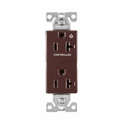 20 Amp Half Controlled Decorator Receptacle, 2-Pole, #14-10 AWG, 125V, Brown