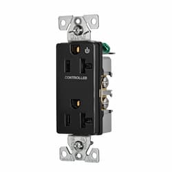 20 Amp Half Controlled Decorator Receptacle, 2-Pole, #14-10 AWG, 125V, Black