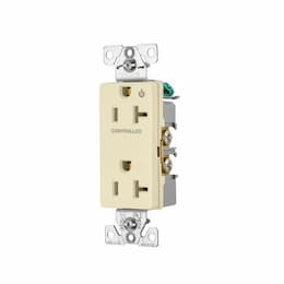 20 Amp Half Controlled Decorator Receptacle, 2-Pole, #14-10 AWG, 125V, Gray