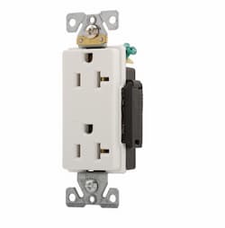 20 Amp Premium Decora Duplex Receptacle, Flush Mount, White