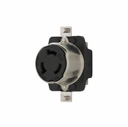 50 Amp Locking Receptacle,Corrosion Resistant, Non-NEMA, Black