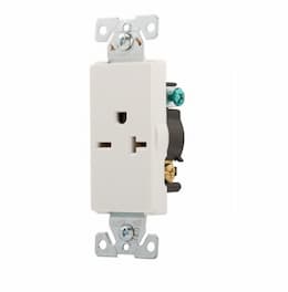 20 Amp Single Receptacle, Commercial, 250V, White