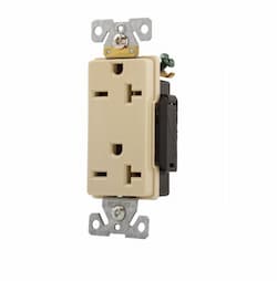 20 Amp Premium Decorator Receptacle, Industrial Grade, NEMA 6-20R, Ivory