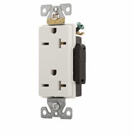 20 Amp Premium Decorator Receptacle, Industrial Grade, NEMA 6-20R, White