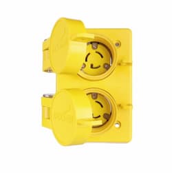 Eaton Wiring 15 Amp Watertight Locking Duplex Receptacle, NEMA L7-15, 277V, Yellow