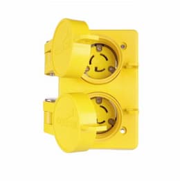 15 Amp Watertight Locking Duplex Receptacle, NEMA L7-15, 277V, Yellow