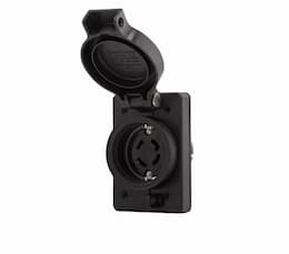 15 Amp Watertight Locking Single Receptacle, NEMA L6-15,250V, Black